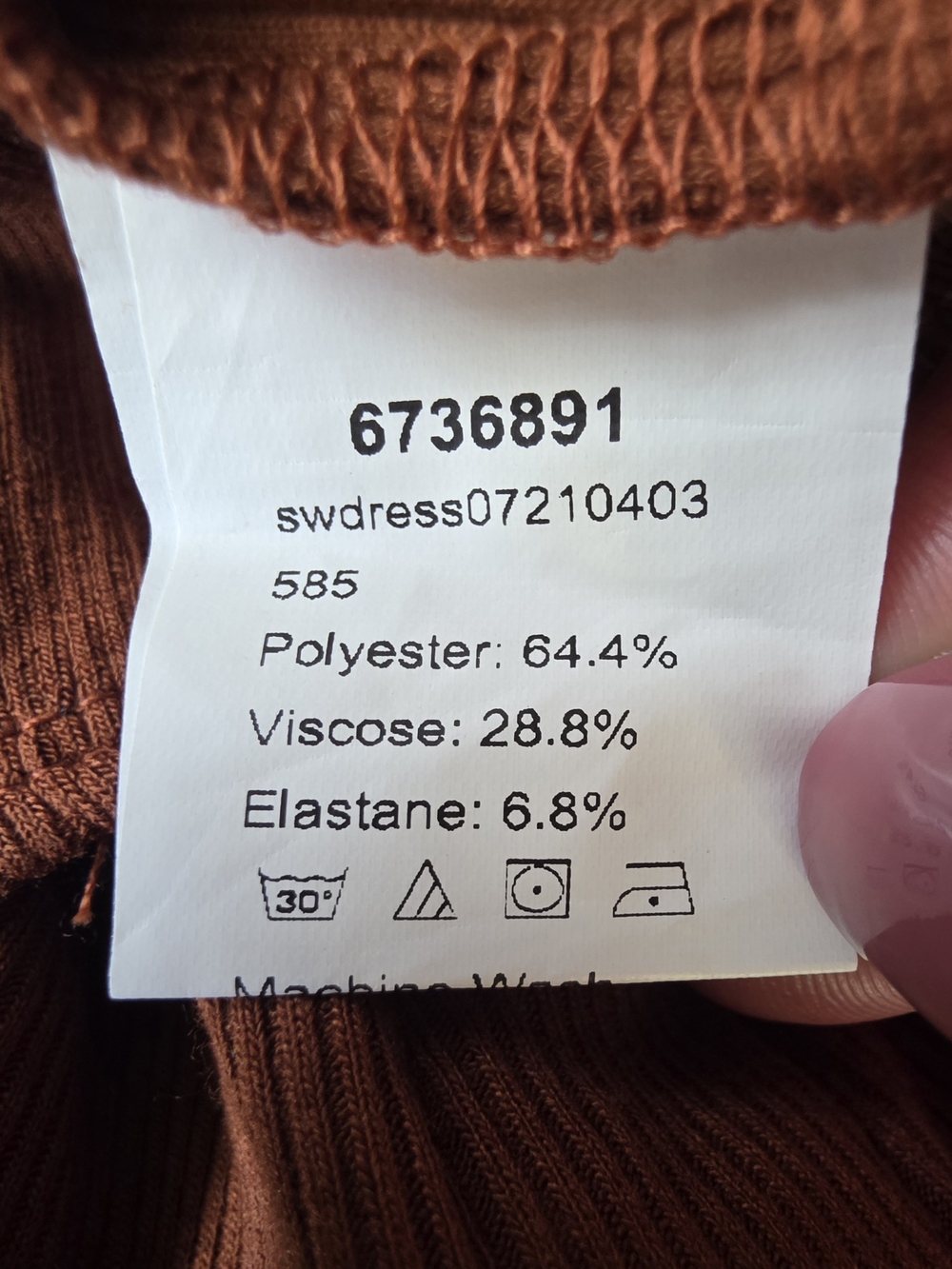 Rust Brown Ribbed Button-Front Cutout Dress - Picture 5 of 5